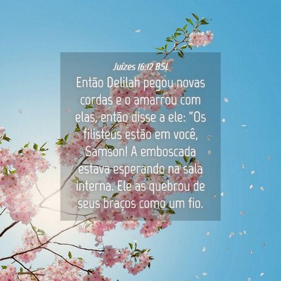 Picture 04 - Juízes 16:12 BSL - Então Delilah pegou novas cordas e o amarrou com - Bible Verse Picture