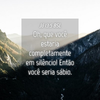 Picture 04 - Jó 13:5 BSL - Oh, que você estaria completamente em silêncio! - Bible Verse Picture