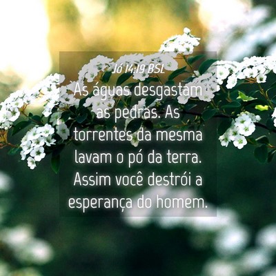 Picture 04 - Jó 14:19 BSL - As águas desgastam as pedras. As torrentes da - Bible Verse Picture