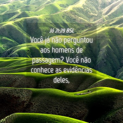 Picture 04 - Jó 21:29 BSL - Você já não perguntou aos homens de passagem? - Bible Verse Picture