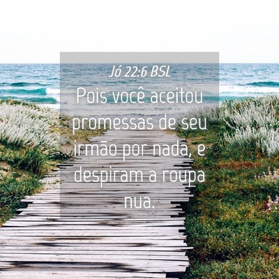 Picture 04 - Jó 22:6 BSL - Pois você aceitou promessas de seu irmão por - Bible Verse Picture