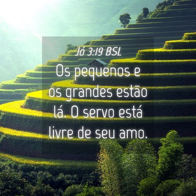 Picture 04 - Jó 3:19 BSL - Os pequenos e os grandes estão lá. O servo - Bible Verse Picture