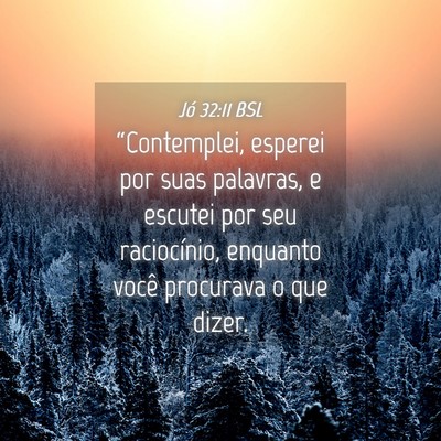 Picture 04 - Jó 32:11 BSL - “Contemplei, esperei por suas palavras, e - Bible Verse Picture