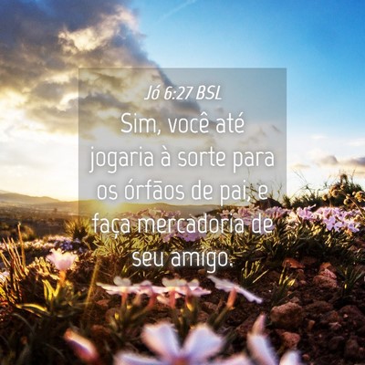 Picture 04 - Jó 6:27 BSL - Sim, você até jogaria à sorte para os órfãos - Bible Verse Picture