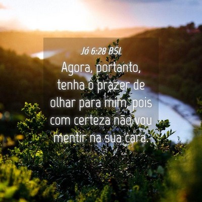 Picture 04 - Jó 6:28 BSL - Agora, portanto, tenha o prazer de olhar para - Bible Verse Picture