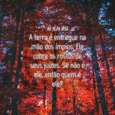 Picture 04 - Jó 9:24 BSL - A terra é entregue na mão dos ímpios. Ele - Bible Verse Picture
