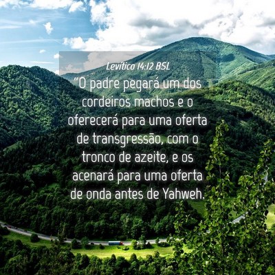 Picture 04 - Levítico 14:12 BSL - “O padre pegará um dos cordeiros machos e o - Bible Verse Picture
