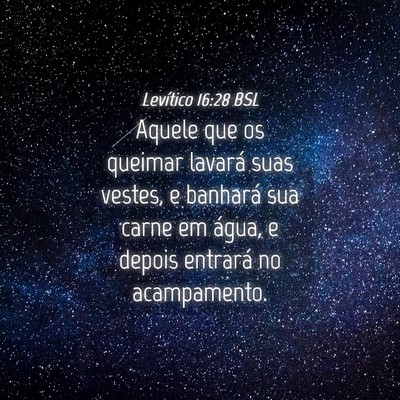 Picture 04 - Levítico 16:28 BSL - Aquele que os queimar lavará suas vestes, e - Bible Verse Picture