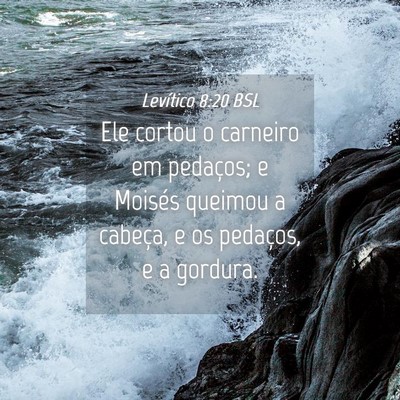 Picture 04 - Levítico 8:20 BSL - Ele cortou o carneiro em pedaços; e Moisés - Bible Verse Picture