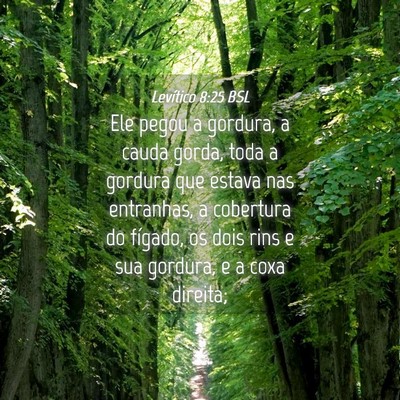 Picture 04 - Levítico 8:25 BSL - Ele pegou a gordura, a cauda gorda, toda a - Bible Verse Picture