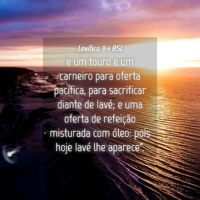 Picture 04 - Levítico 9:4 BSL - e um touro e um carneiro para oferta pacífica, - Bible Verse Picture