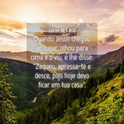 Picture 04 - Lucas 19:5 BSL - Quando Jesus chegou ao lugar, olhou para cima e o - Bible Verse Picture
