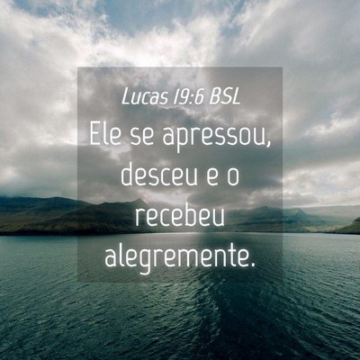 Picture 04 - Lucas 19:6 BSL - Ele se apressou, desceu e o recebeu - Bible Verse Picture