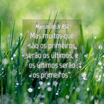 Picture 04 - Marcos 10:31 BSL - Mas muitos que são os primeiros serão os - Bible Verse Picture
