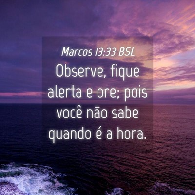 Picture 04 - Marcos 13:33 BSL - Observe, fique alerta e ore; pois você não sabe - Bible Verse Picture