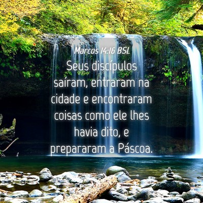 Picture 04 - Marcos 14:16 BSL - Seus discípulos saíram, entraram na cidade e - Bible Verse Picture