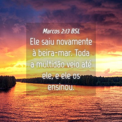 Picture 04 - Marcos 2:13 BSL - Ele saiu novamente à beira-mar. Toda a multidão - Bible Verse Picture