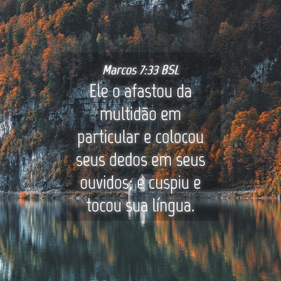 Picture 04 - Marcos 7:33 BSL - Ele o afastou da multidão em particular e - Bible Verse Picture