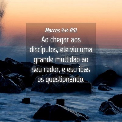Picture 04 - Marcos 9:14 BSL - Ao chegar aos discípulos, ele viu uma grande - Bible Verse Picture