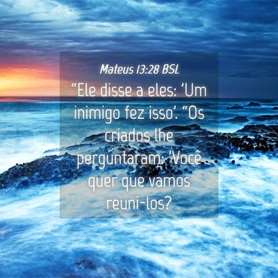 Picture 04 - Mateus 13:28 BSL - “Ele disse a eles: 'Um inimigo fez isso'. “Os - Bible Verse Picture