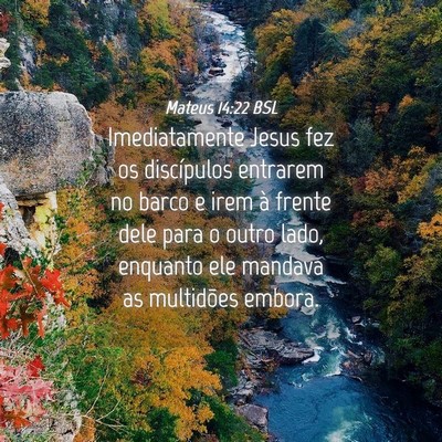Picture 04 - Mateus 14:22 BSL - Imediatamente Jesus fez os discípulos entrarem - Bible Verse Picture