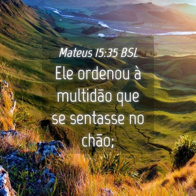 Picture 04 - Mateus 15:35 BSL - Ele ordenou à multidão que se sentasse no - Bible Verse Picture