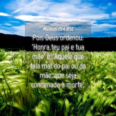 Picture 04 - Mateus 15:4 BSL - Pois Deus ordenou: 'Honra teu pai e tua mãe' e, - Bible Verse Picture