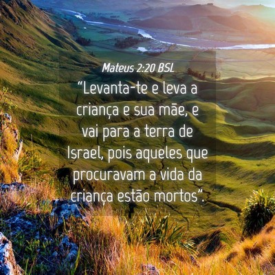 Picture 04 - Mateus 2:20 BSL - “Levanta-te e leva a criança e sua mãe, e vai - Bible Verse Picture