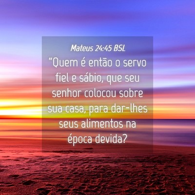 Picture 04 - Mateus 24:45 BSL - “Quem é então o servo fiel e sábio, que seu - Bible Verse Picture