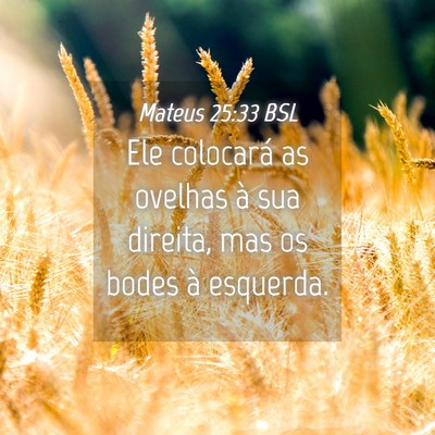 Picture 04 - Mateus 25:33 BSL - Ele colocará as ovelhas à sua direita, mas os - Bible Verse Picture