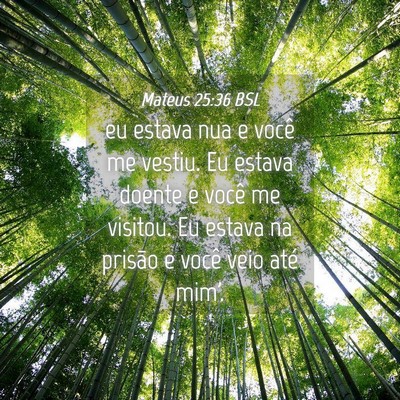 Picture 04 - Mateus 25:36 BSL - eu estava nua e você me vestiu. Eu estava doente - Bible Verse Picture