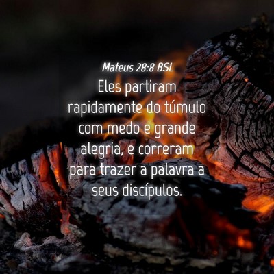 Picture 04 - Mateus 28:8 BSL - Eles partiram rapidamente do túmulo com medo e - Bible Verse Picture
