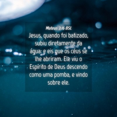 Picture 04 - Mateus 3:16 BSL - Jesus, quando foi batizado, subiu diretamente da - Bible Verse Picture