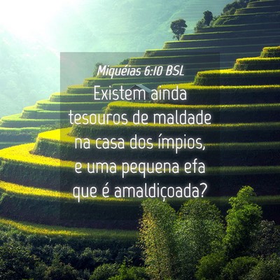 Picture 04 - Miquéias 6:10 BSL - Existem ainda tesouros de maldade na casa dos - Bible Verse Picture