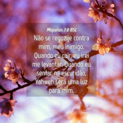 Picture 04 - Miquéias 7:8 BSL - Não se regozije contra mim, meu inimigo. Quando - Bible Verse Picture