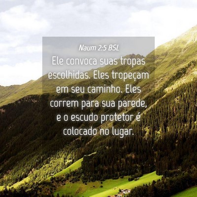 Picture 04 - Naum 2:5 BSL - Ele convoca suas tropas escolhidas. Eles - Bible Verse Picture