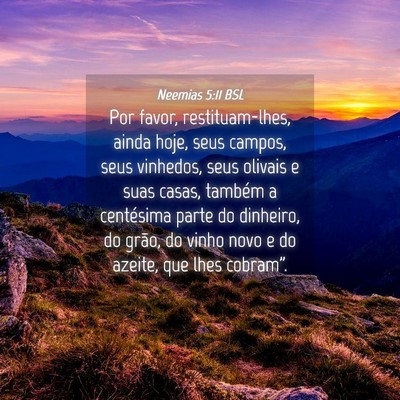 Picture 04 - Neemias 5:11 BSL - Por favor, restituam-lhes, ainda hoje, seus - Bible Verse Picture