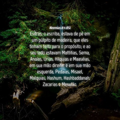 Picture 04 - Neemias 8:4 BSL - Esdras, o escriba, estava de pé em um púlpito - Bible Verse Picture