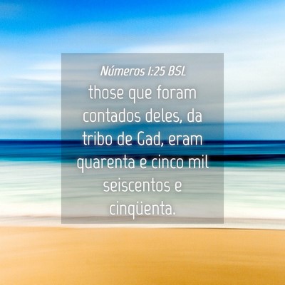 Picture 04 - Números 1:25 BSL - those que foram contados deles, da tribo de Gad, - Bible Verse Picture