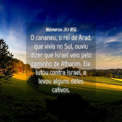 Picture 04 - Números 21:1 BSL - O cananeu, o rei de Arad, que vivia no Sul, ouviu - Bible Verse Picture