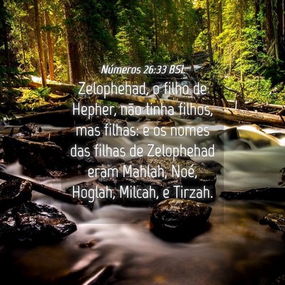 Picture 04 - Números 26:33 BSL - Zelophehad, o filho de Hepher, não tinha filhos, - Bible Verse Picture