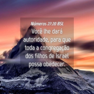 Picture 04 - Números 27:20 BSL - Você lhe dará autoridade, para que toda a - Bible Verse Picture