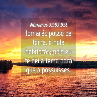 Picture 04 - Números 33:53 BSL - tomarás posse da terra, e nela habitarás; pois - Bible Verse Picture