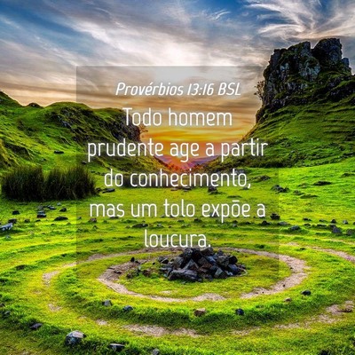 Picture 04 - Provérbios 13:16 BSL - Todo homem prudente age a partir do conhecimento, - Bible Verse Picture