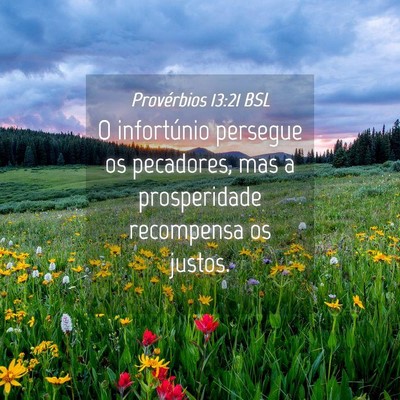 Picture 04 - Provérbios 13:21 BSL - O infortúnio persegue os pecadores, mas a - Bible Verse Picture