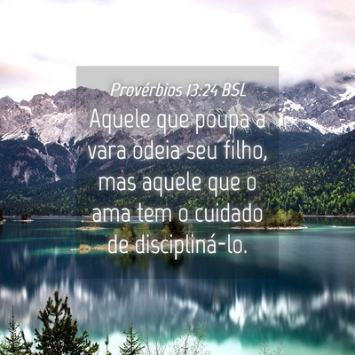 Picture 04 - Provérbios 13:24 BSL - Aquele que poupa a vara odeia seu filho, mas - Bible Verse Picture