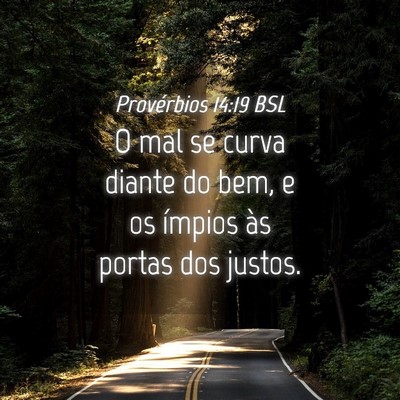Picture 04 - Provérbios 14:19 BSL - O mal se curva diante do bem, e os ímpios às - Bible Verse Picture