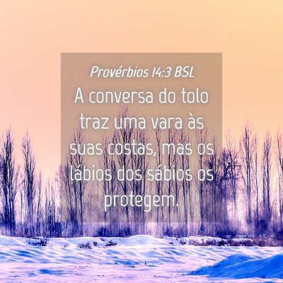 Picture 04 - Provérbios 14:3 BSL - A conversa do tolo traz uma vara às suas costas, - Bible Verse Picture