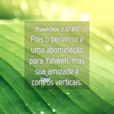 Picture 04 - Provérbios 3:32 BSL - Pois o perverso é uma abominação para Yahweh, - Bible Verse Picture