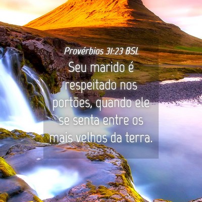 Picture 04 - Provérbios 31:23 BSL - Seu marido é respeitado nos portões, quando ele - Bible Verse Picture